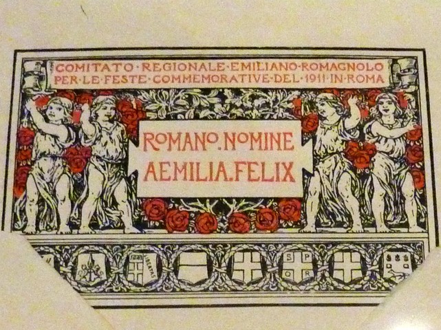 Grafica per il Comitato emiliano-romagnolo per le feste del 1911 a Roma 