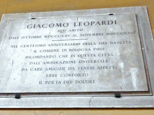 Leopardi a Bologna soggiornò presso il Teatro del Corso