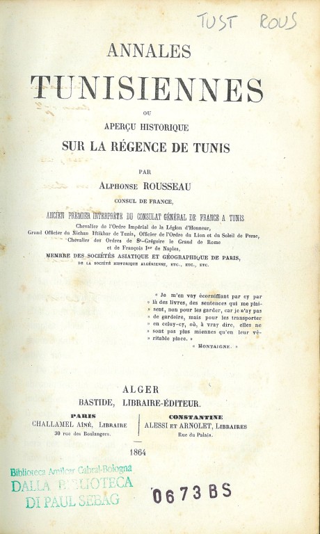 cover of Annales tunisiennes