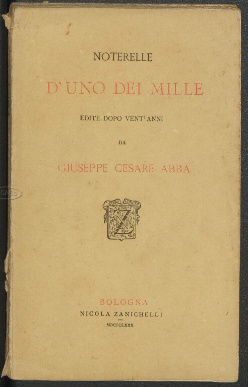 Giuseppe Cesare Abba, Noterelle d'uno dei Mille (1880)