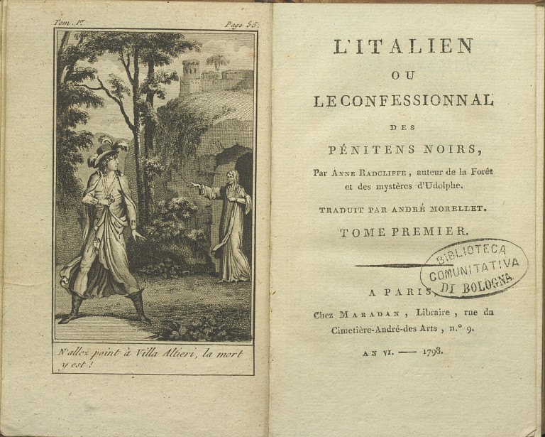 immagine di Ann Radcliffe, L'italien, ou Le confessional des pénitents noirs (1798)
