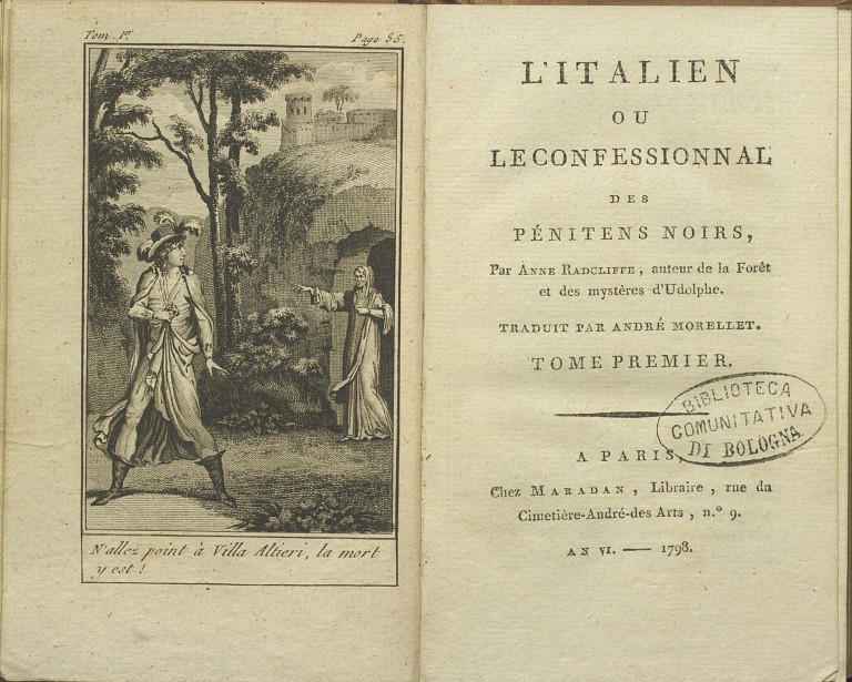 image of Ann Radcliffe, L'italien, ou Le confessional des pénitents noirs (1798)