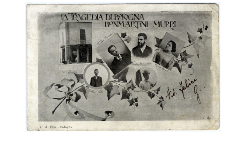 La tragedia di Bologna Bonmartini Murri (cartolina postale, 1902)