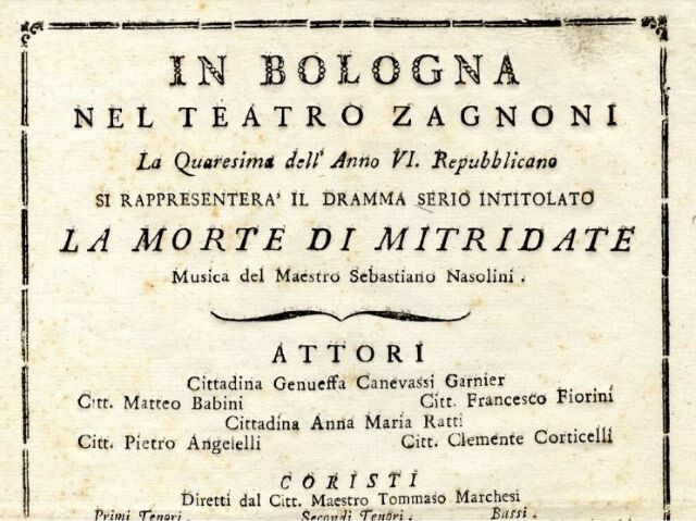 Locandina di uno spettacolo al Teatro Zagnoni