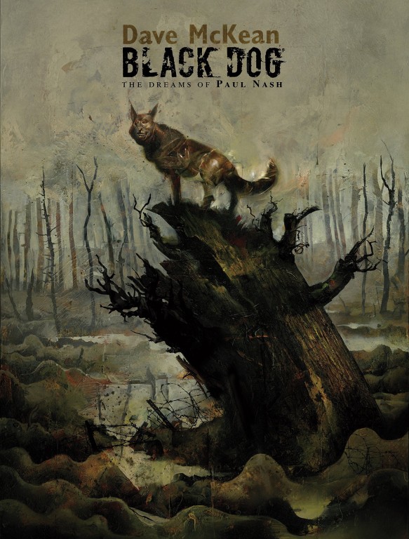 copertina di Dave McKean, Black dog: i sogni di Paul Nash, Martinsicuro, Inkiostro, 2019
