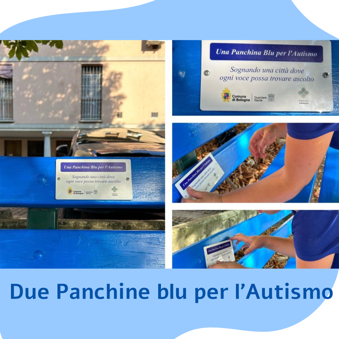 copertina di Due panchine blu per l'autismo