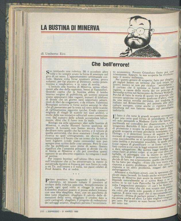 image of La prima Bustina: Che bell'errore! (31 marzo 1985)