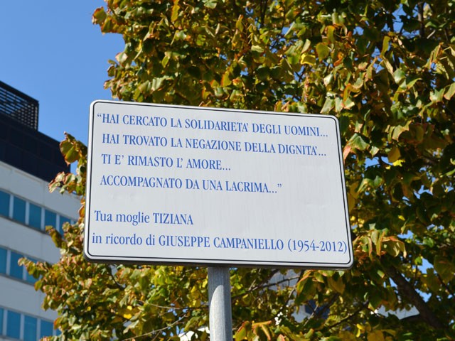 Targa dedicata a Giuseppe Campaniello 