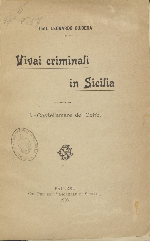 Leonardo Cuidera, Vivai criminali in Sicilia (1903)