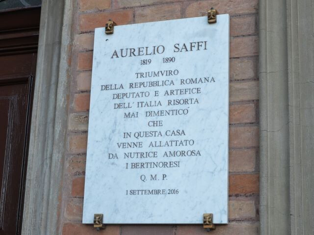 Lapide sulla casa di Aurelio Saffi