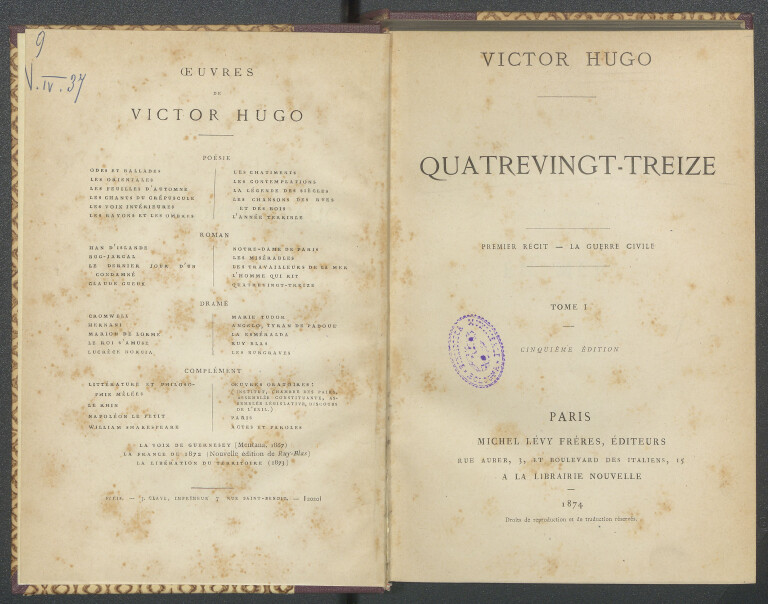 image of Victor Hugo, Quatrevingt-treize (1874)