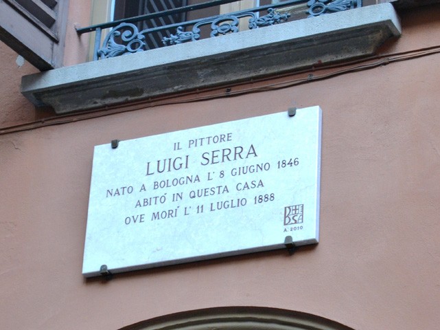 Lapide sulla casa di Luigi Serra