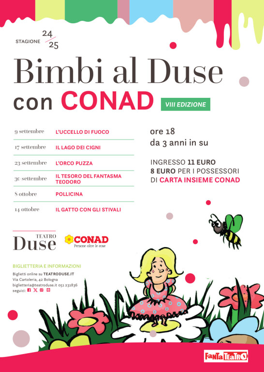 Locandina Bimbi al Duse con Conad   8° edizione   9 settembre   14 ottobre 2024   TEATRO DUSE