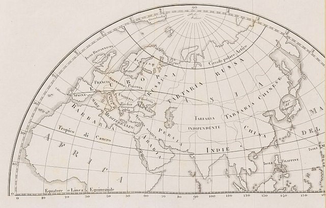 Percorso dell'eclissi totale di sole dell 8 luglio 1842