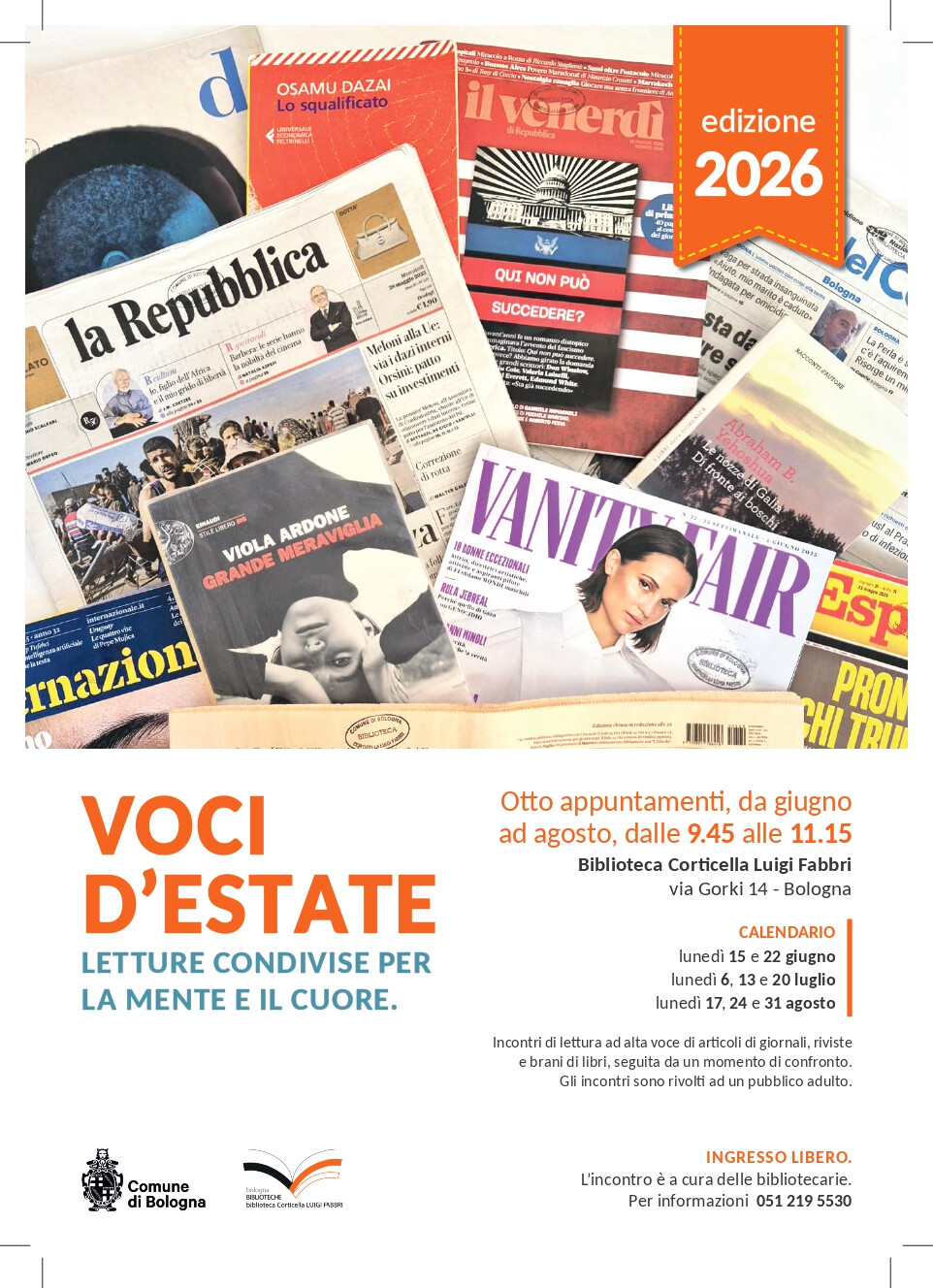 copertina di Voci d'estate. Letture condivise per la mente e il cuore