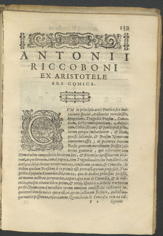 image of Antonio Riccoboni, Ex Aristotele Ars comica (1585)