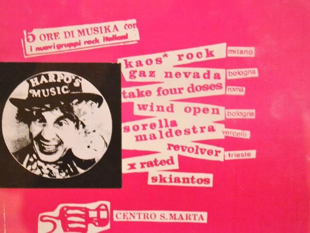 Locandina di concerto prodotto da Harpo's Bazaar - Mostra "Pensatevi liberi. Bologna Rock 1979" - MamBO (BO) - 2019