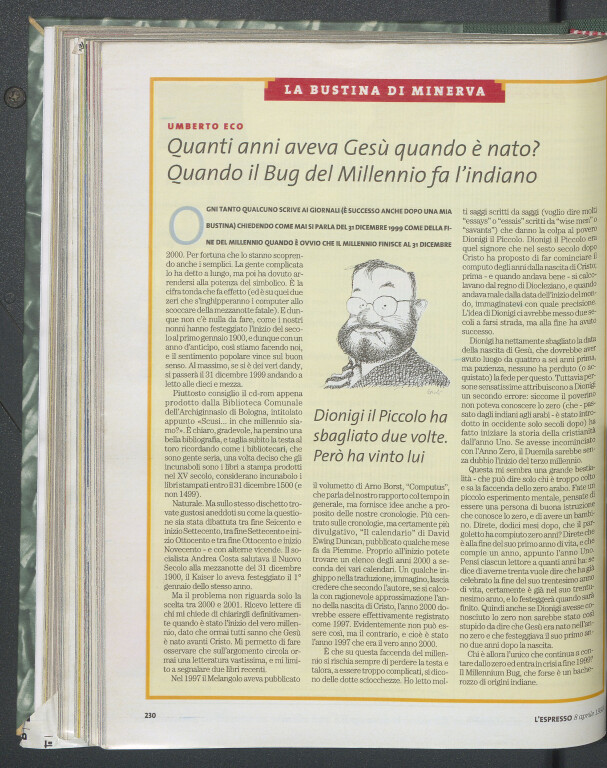 immagine di Umberto Eco, Quanti anni aveva Gesù quando è nato? Quando il Bug del Millennio fa l'indiano (8 aprile 1999)