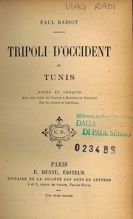 copertina di Tripoli d'occident et Tunis 