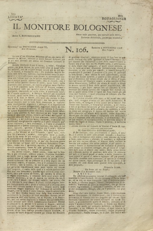 «Il Monitore bolognese», 4 novembre 1797