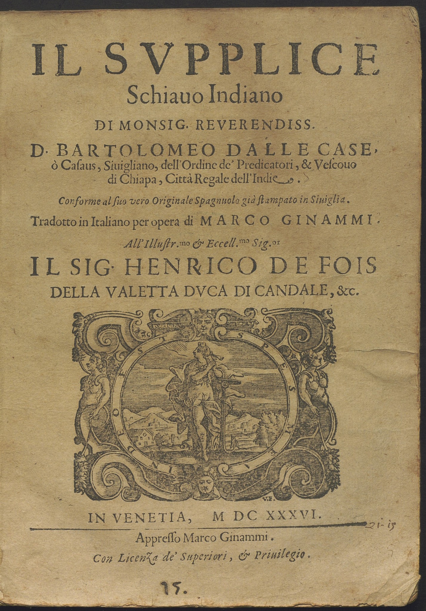 Bartolomé de las Casas, Il supplice schiavo indiano (1636)