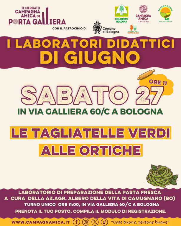 Laboratori didattici Giugno Mercato Campagna Amica di Porta Galliera 27 06 26