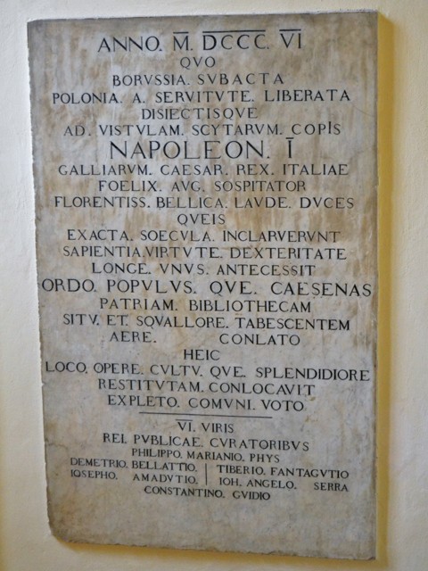 Lapide in onore di Napoleone dopo le vittorie in Europa nel 1806
