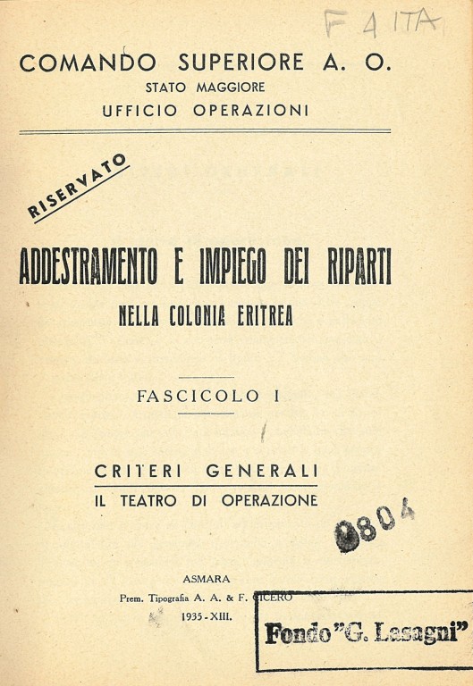 copertina di Addestramento e impiego dei riparti nella Colonia Eritrea. 1