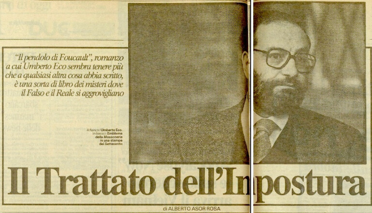 immagine di Alberto Asor Rosa, Il Trattato dell'Impostura («la Repubblica», 4 ottobre 1988)