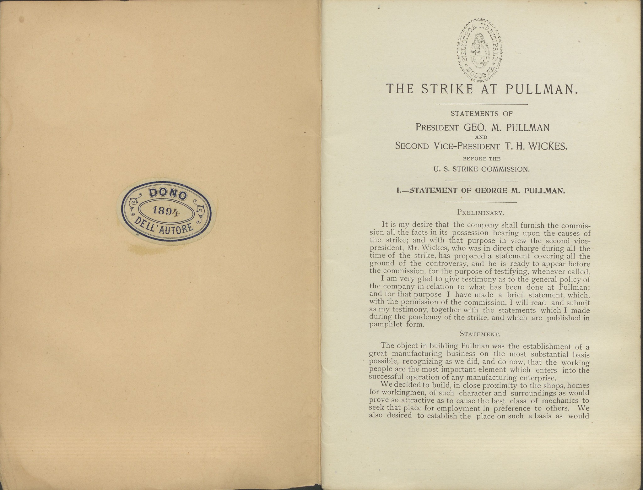 George M. Pullman - Thomas H. Wickes, The Strike at Pullman (dopo il 1894)