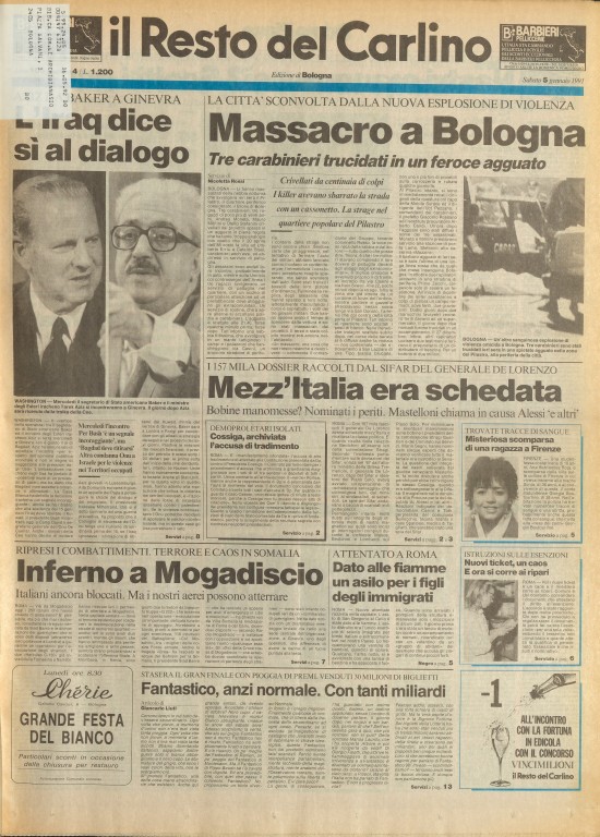 La strage del Pilastro - «Il Resto del Carlino», 5 gennaio 1991