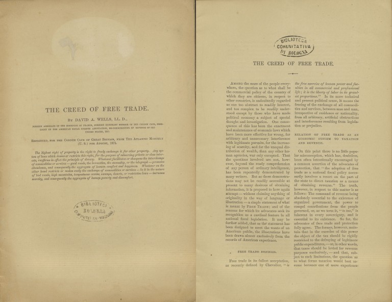 immagine di David Ames Wells, The Creed of free Trade (1875)