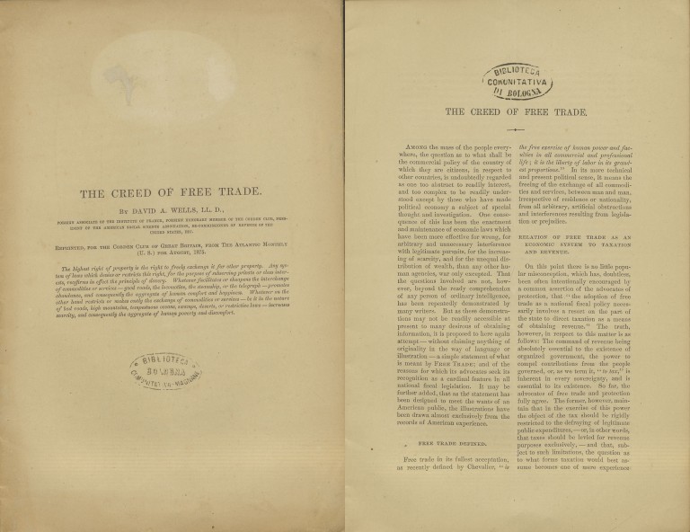 image of David Ames Wells, The Creed of free Trade (1875)