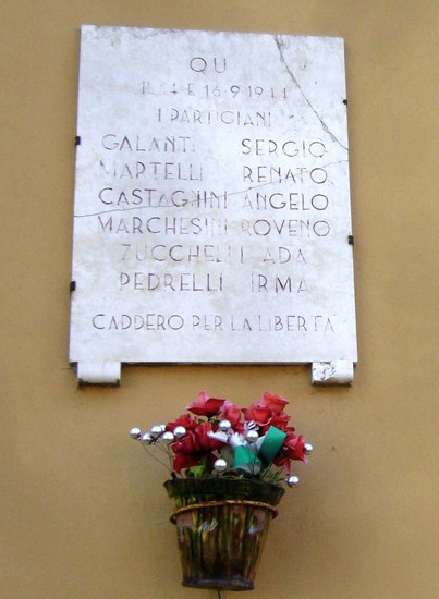 Lapide a ricordo dei partigiani caduti in via Ponte Romano (BO)