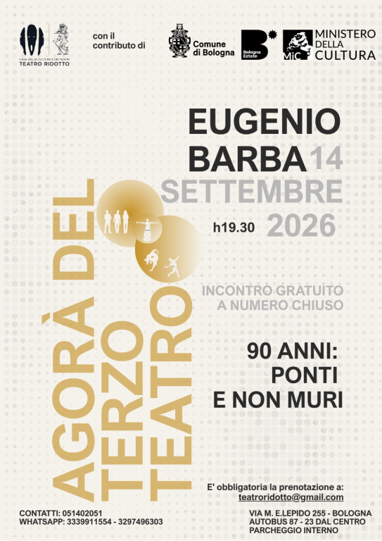 Locandina Agorà del Terzo Teatro - Incontro con Eugenio Barba