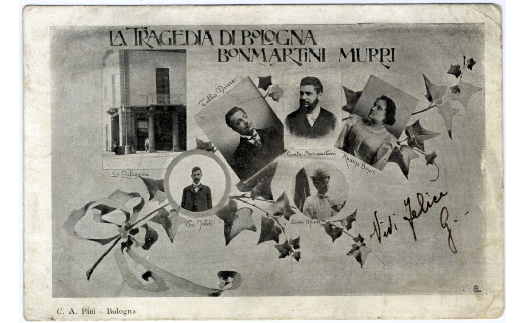 La tragedia di Bologna Bonmartini Murri (cartolina postale, 1902)