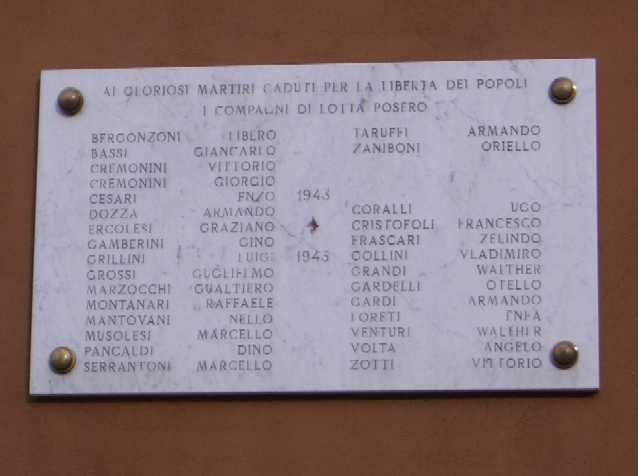 Lapide di partigiani caduti in via Murri