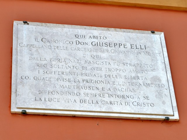 Lapide sull'abitazione di don Giuseppe Elli - via Calari, 4 (BO)