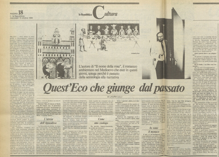 image of Laura Lilli, Quest'Eco che giunge dal passato, «la Repubblica» (15 ottobre 1980)