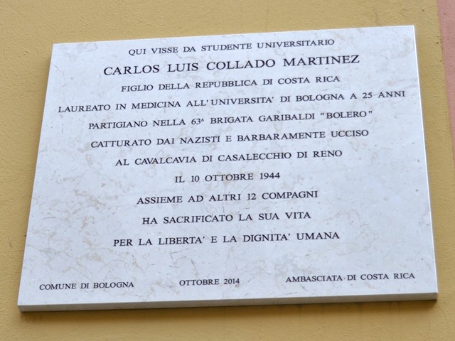 Lapide sulla casa di Luis Collado Martinez - via Benedetto XIV, 1 (BO)