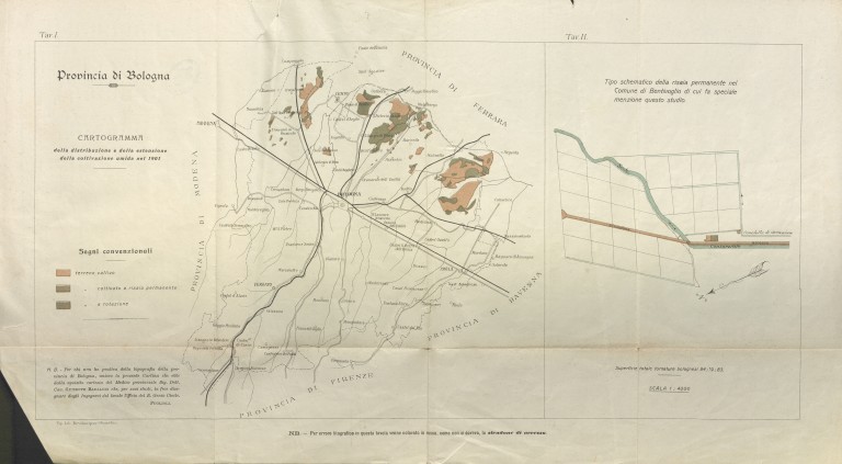 immagine di Cartogramma della distribuzione e della estensione della coltivazione umida nel 1901