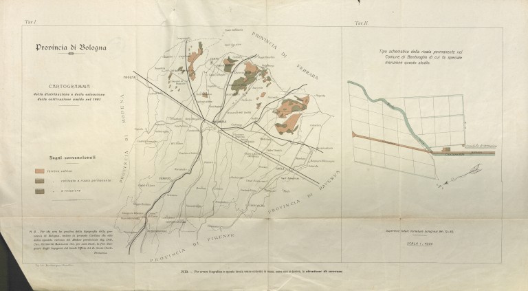 image of Cartogramma della distribuzione e della estensione della coltivazione umida nel 1901