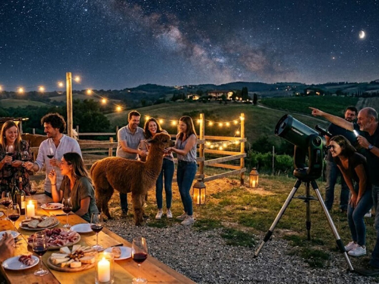 copertina di Il cielo degli alpaca: notte stellata in agriturismo