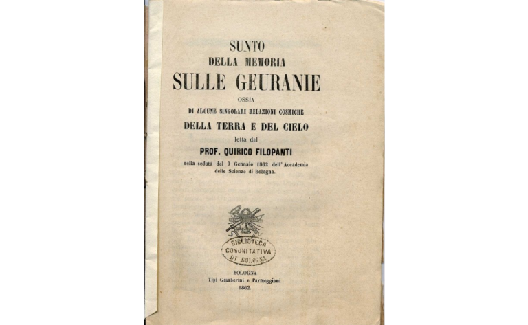 copertina di Sunto della memoria sulle geuranie ossia Di alcuni singolari relazioni cosmiche della terra e del cielo