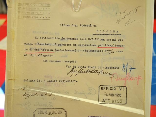 Richiesta per l'ampliamento dell'autorimessa Maserati - 1935 - Archivio comunale (BO)