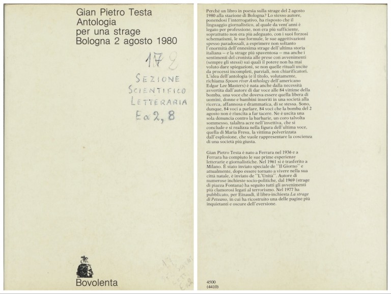 immagine di Gian Pietro testa, Antologia per una strage (1980)