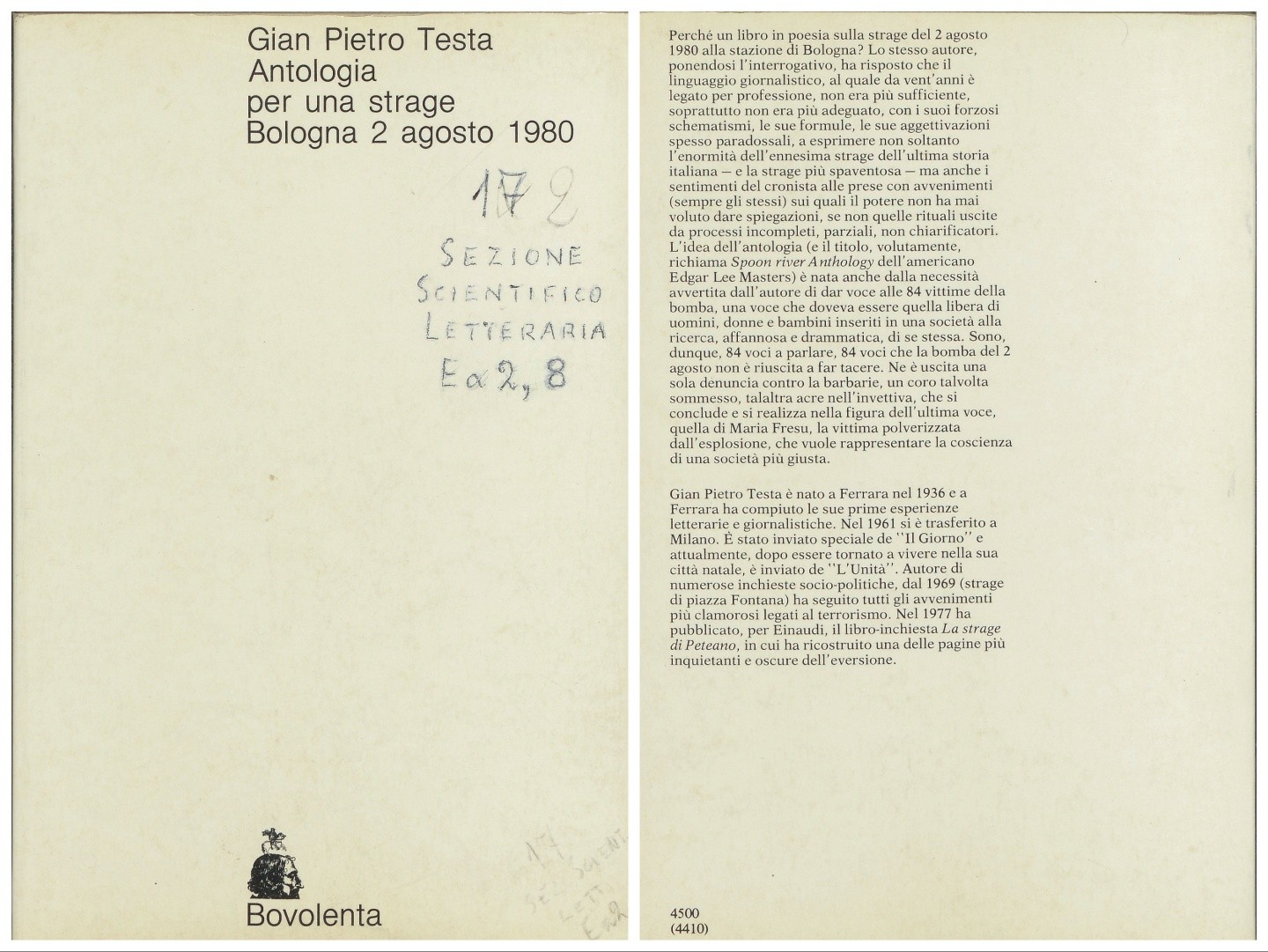 Gian Pietro testa, Antologia per una strage (1980)