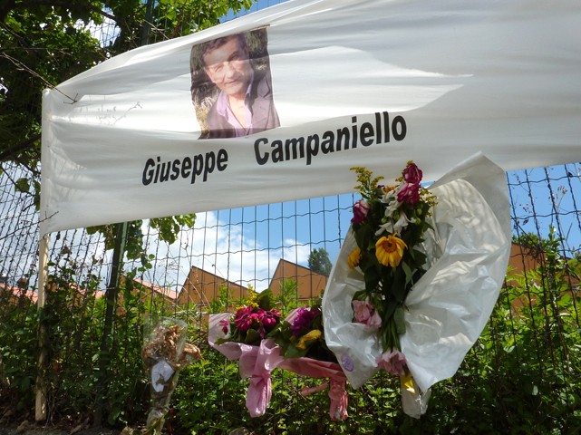 Striscione a ricordo di Giuseppe Campaniello