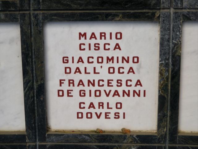 Tomba di Giacomino Dall'Oca (Chemino) - con altri partigiani nel Sacrario della Certosa (BO)