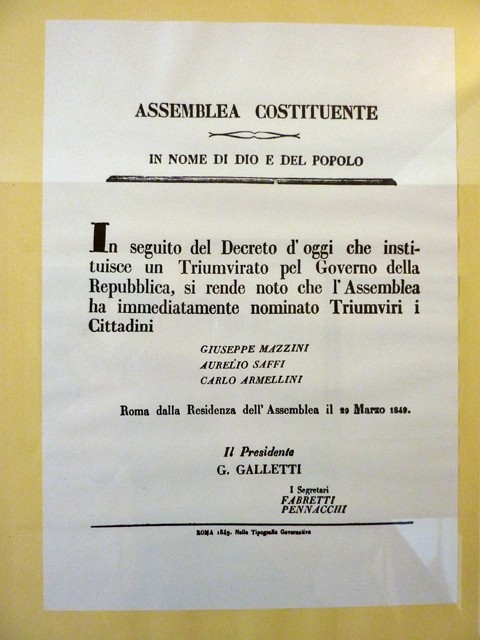 Assemblea Costituente della Repubblica Romana - Nomina del Triumvirato